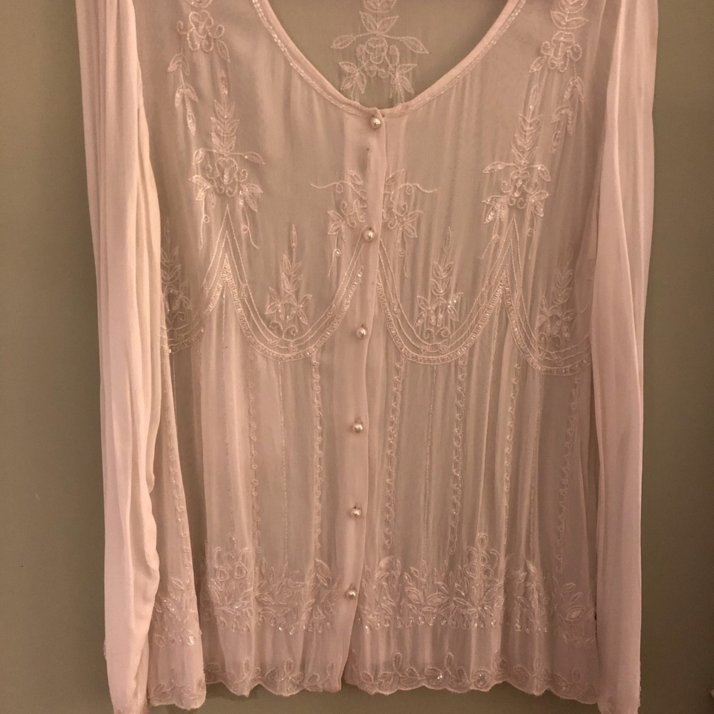 Soft Surroundings XL beaded blouse.  Off white. Never worn.